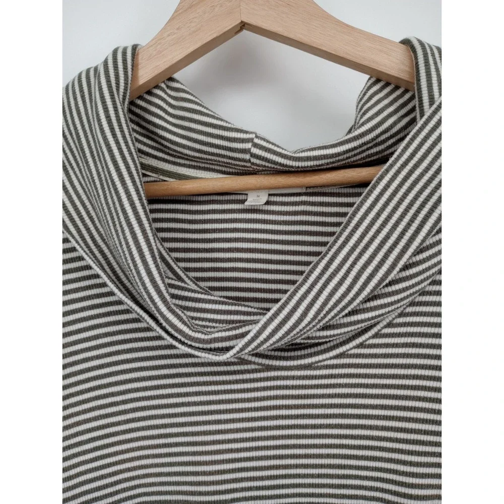 Pure + Good Anthropologies Cowl Neck Top Womens Size M Striped Long Sleeve